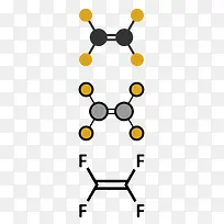 黄色四氟乙烯分子形状素材