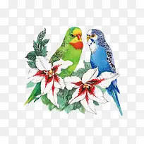 彩绘鸟和花