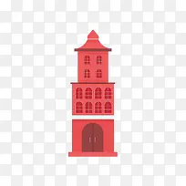 红色教堂建筑模型