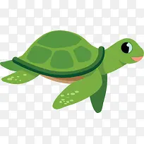 绿色卡通游动海龟