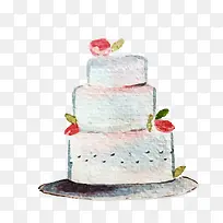 手绘白色生日蛋糕