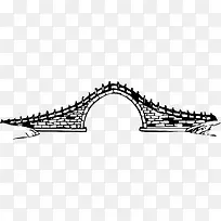 古桥线条手绘矢量图