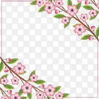 手绘粉色桃花边框