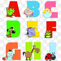 矢量人物拼音字母图