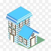 蓝色房顶户外3D模型素材