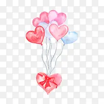 情人节梦幻爱心气球与礼物