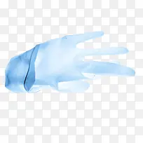 一副半透明的蓝色手套实物
