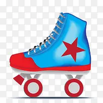 蓝红色五角星徽疾速轮滑鞋
