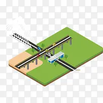 公路交通岗亭收费站矢量素材