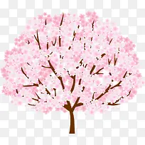 春天粉色桃花大树