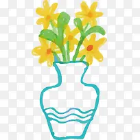 黄花一瓶装饰花朵