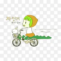 卡通骑自行车的孩子图片