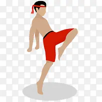 高抬腿矢量卡通泰拳