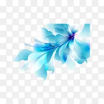蓝色唯美花朵装饰素材