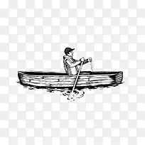一个人划船独自前行