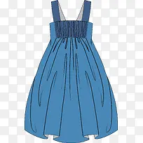 蓝色吊带裙子矢量图