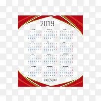 红色边框新年日历