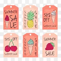 多彩夏季冰淇淋水果销售卡图案