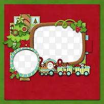 卡通红色圣诞小火车相框