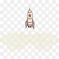 手绘圆球火箭图像