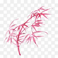 手绘红色竹子