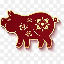 新年猪年剪纸装饰图案