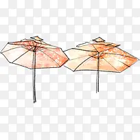 手绘太阳伞露天花园图片