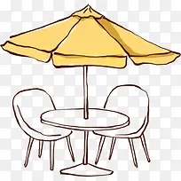 太阳伞咖啡桌高清免抠素材