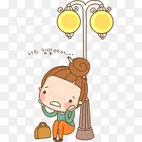 烦恼迷路的女孩矢量