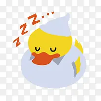 卡通可爱睡着的鸭子
