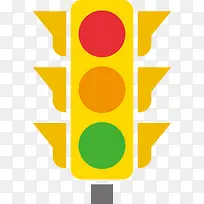 黄色扁平化红路灯矢量图