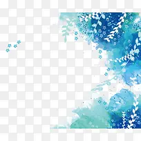 矢量蓝色树藤花纹