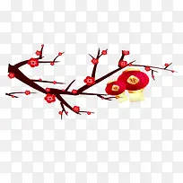 红色梅花喜庆节日元素