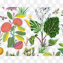 手绘植物图案背景