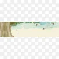 文艺回忆树木燕子梦幻蓝天背景