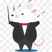 矢量图一个指挥音乐的老鼠