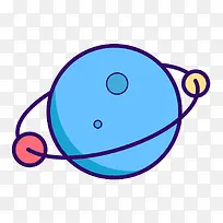蓝色手绘圆弧星球环绕元素