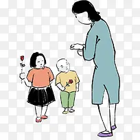 中国画插图母亲节手绘插画