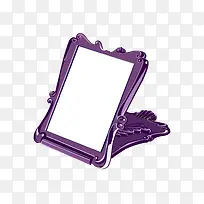 紫色花纹边框玻璃镜子