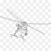 手绘直升机插画设计