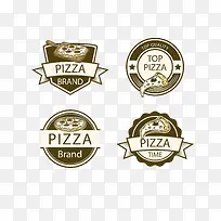 矢量复古圆形意大利披萨标签