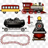 卡通手绘火车头与铁轨