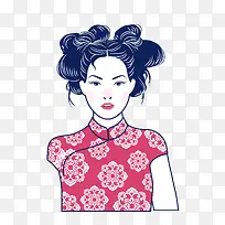 女生盘头素材图案