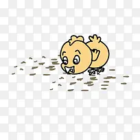 小鸡吃米设计素材