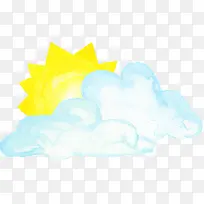云朵里的太阳手绘图