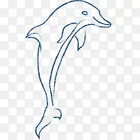 蓝色手绘线条海豚