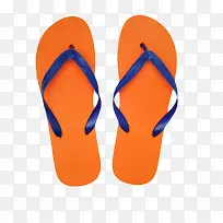 橙色不易吸水的蓝色边海边沙滩鞋