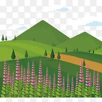 绿色山路免抠素材