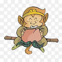 坐在树上带着紧箍咒吃桃的猴子