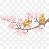 桃花树上的猴子